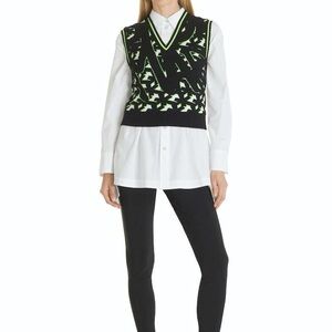 Marc Cain Graphic Knit Vest Black Green Size 12